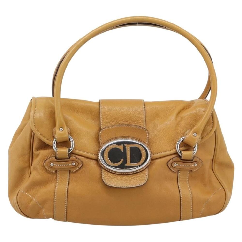 Dior Beige Silver Lady's Handbag Cannage Lambskin